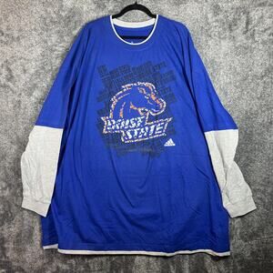 Boise State Broncos Shirt Long Sleeve Mens 6XL Blue NCAA Football Adidas Tee New